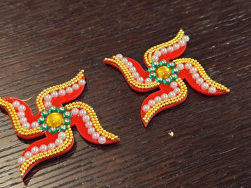 Swastik pair Decorative Auspicious Swastik for Ganesha|Wall Hanging|Door Hanging|Diwali Decoration|Temple Decoration|set of 2 pc