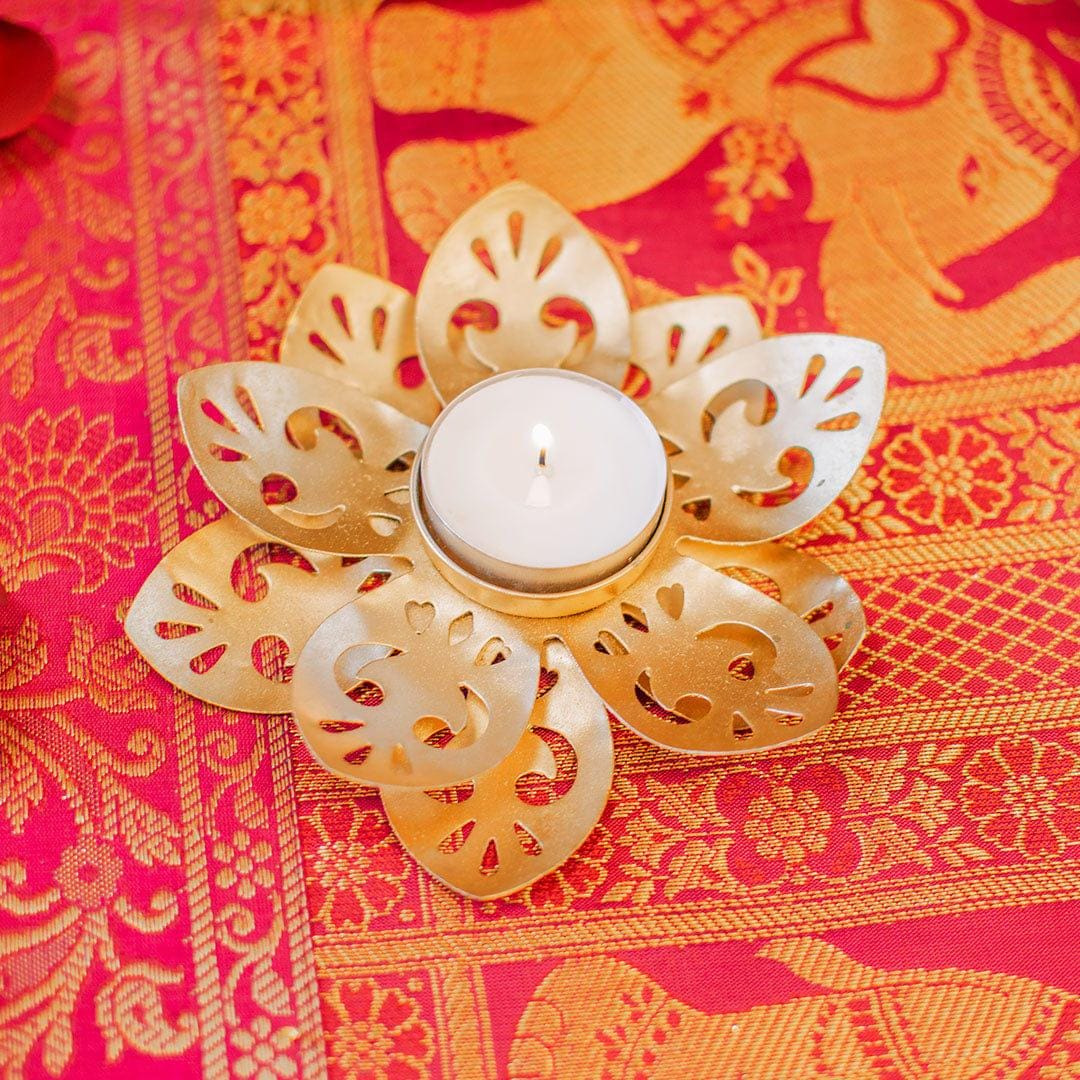 Festive Metal Tealight Holder|Rangoli Carved Candle holder for Home Entryway Door Decor, Indian Diwali Party Decor, Wedding Event Decoration