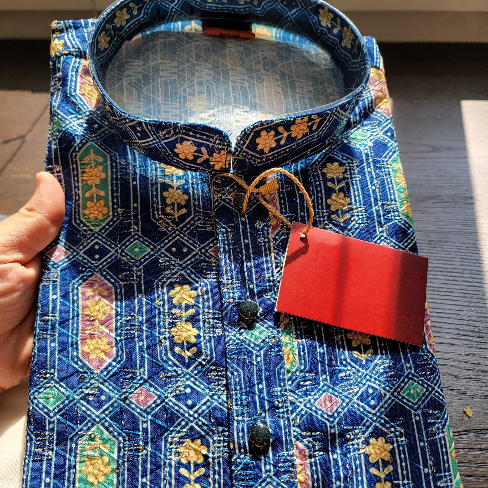 Cotton Kantha work Kurta Pyjama for Boys - Diwali and Traditional Wear|Eid Wear|Chudidaar Pyjama for festivals| Comfort ethnic wear Chudidar