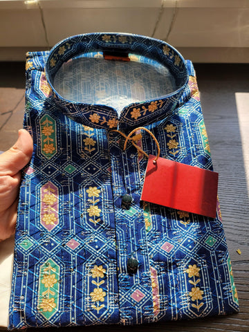 Cotton Kantha work Kurta Pyjama for Boys - Diwali and Traditional Wear|Eid Wear|Chudidaar Pyjama for festivals| Comfort ethnic wear Chudidar