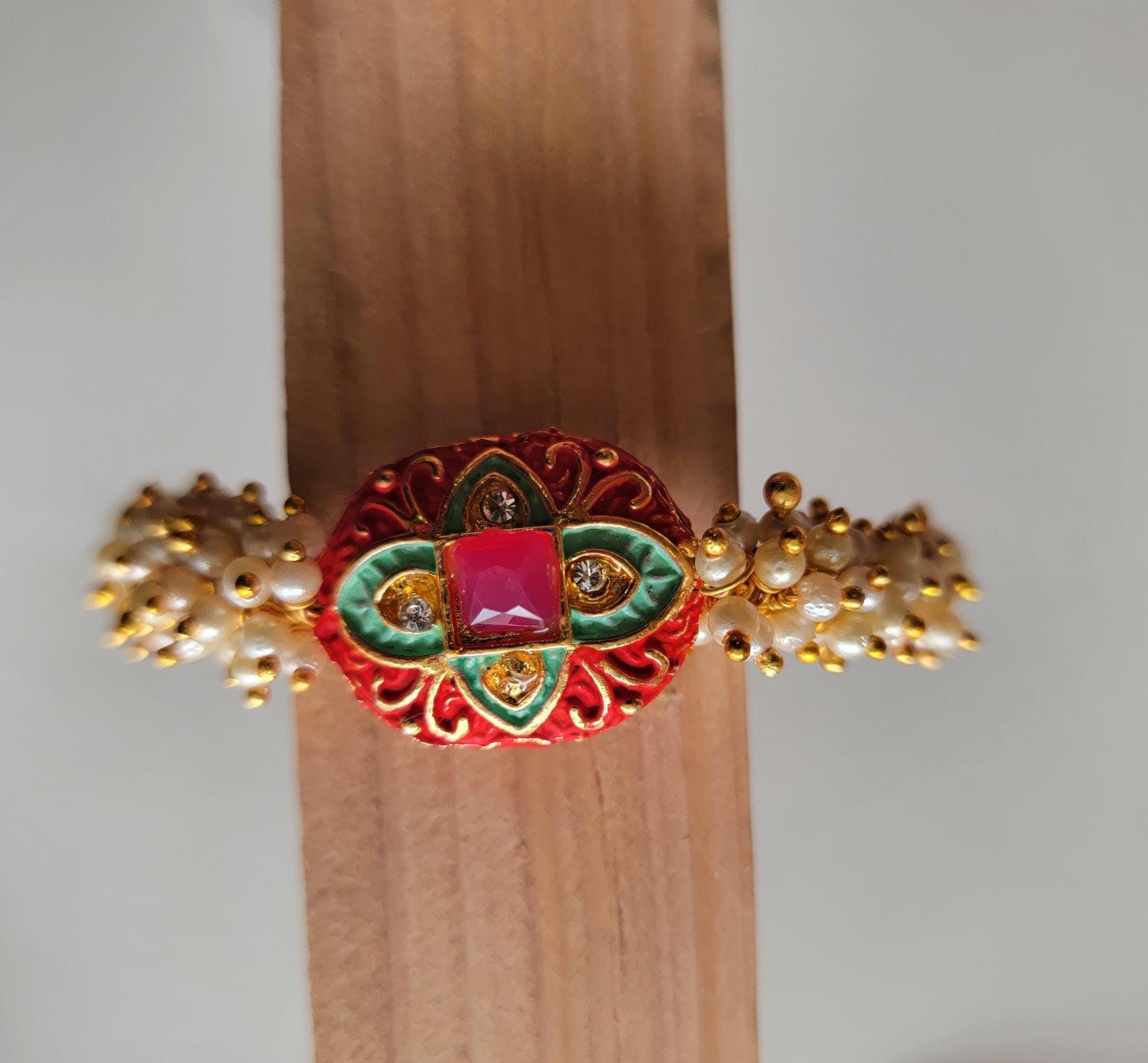 Rakhi |Lumba for Bhabhi|Beaded Bracelet | Indian Holiday Rakhi Thread Multiple Designs|Handcrafted Rakhi with pearls| Rakhri |Raksha Bandhan