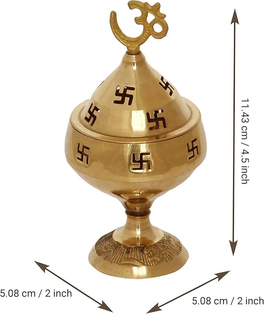 Akhand Jyot Diya with Lid: Classic Indian Oil Lamp in 6 Inch Size| Oil Diya with lid| Golden Diya Lamp Engraved Design Diya for Pooja