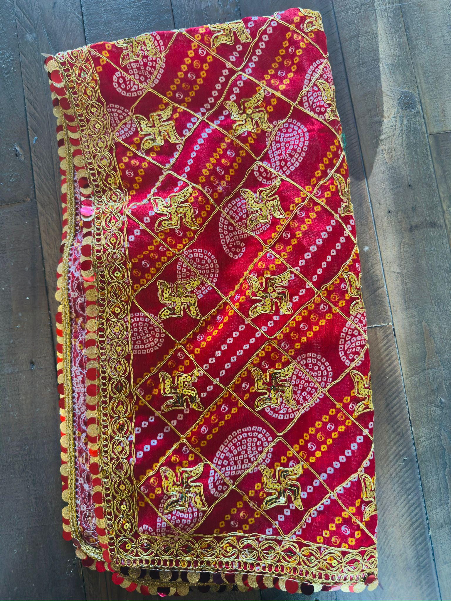 Navratri Mata Ki Chunri, Indian Puja Chunri, Fabric Mata Ki Chunri, Pooja Item, Red Dupatta Hindu Idol Worship| Bridesmaid| wedding ceremony