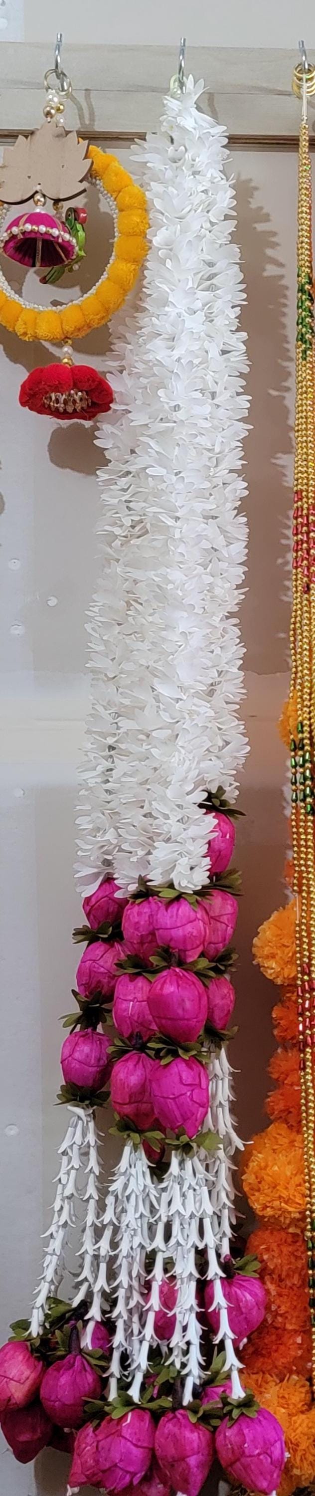 Lotus Gajra Hanging| Artificial floral strings, Wall Hanging|Door Hanging| Thoranam| Bandarwal|Diwali Decor