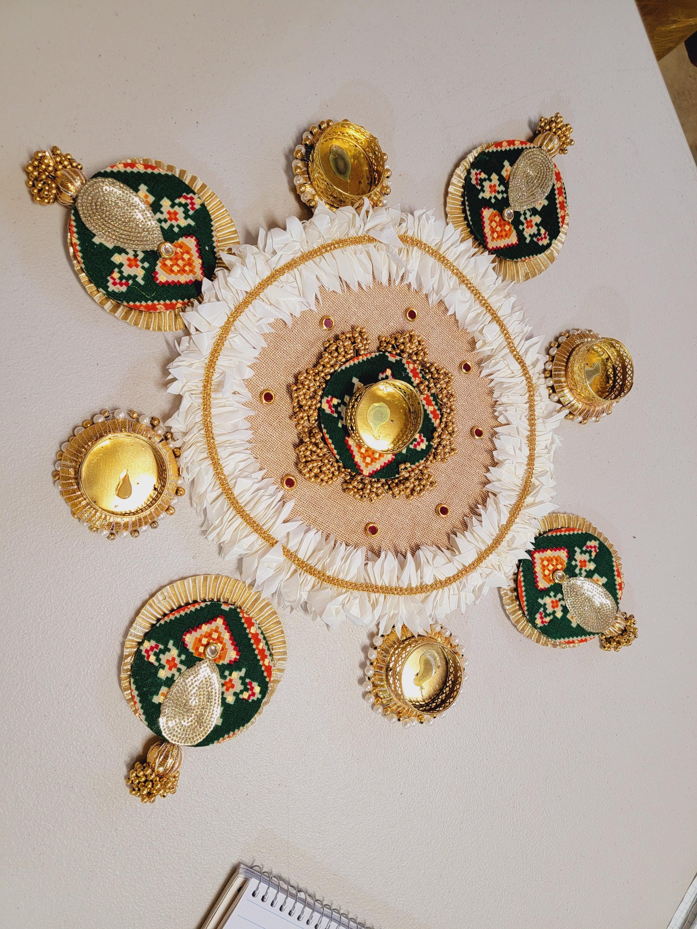 Large Swastik Design Marigold Pom Pom mat|Centrepiece|Diwali Decor|wedding decor|Rangoli|Puja Mandir|Bollywood decor|Hindu wedding