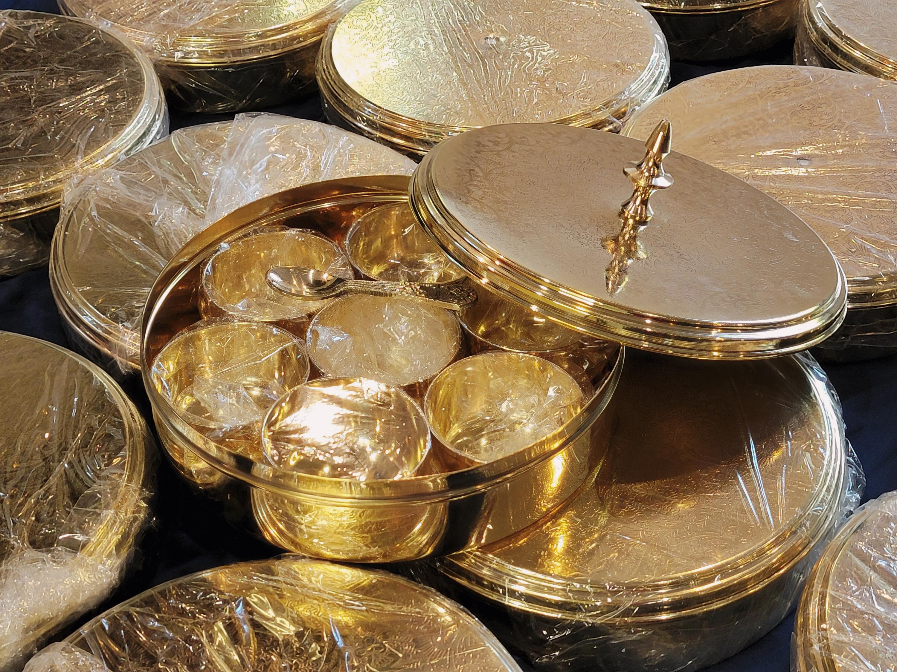 Handcrafted Spice Box In Brass With Spoon | Kitchen Storage | Spice Storage Box | Masala dabba | Indian Masala box- Brass