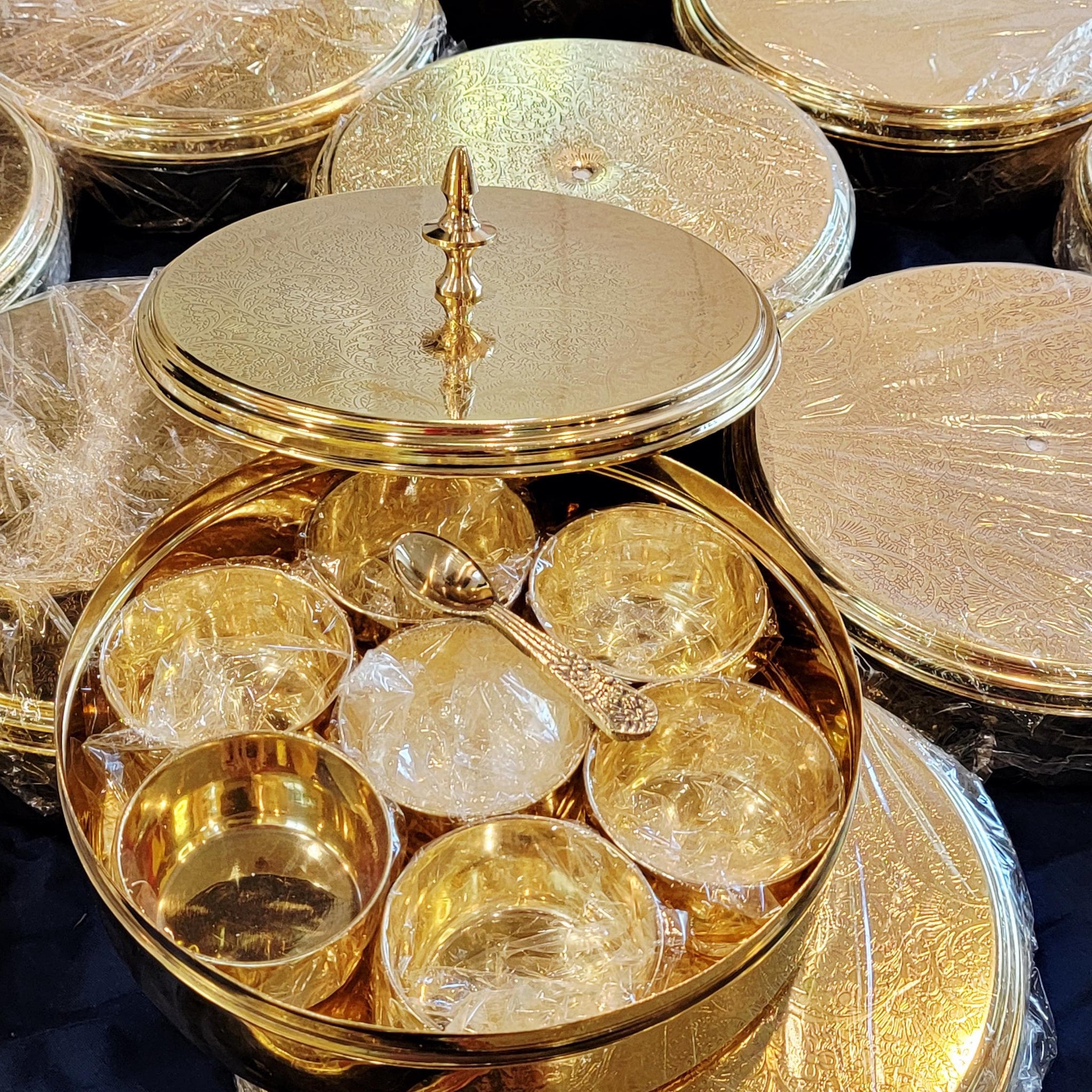 Handcrafted Spice Box In Brass With Spoon | Kitchen Storage | Spice Storage Box | Masala dabba | Indian Masala box- Brass