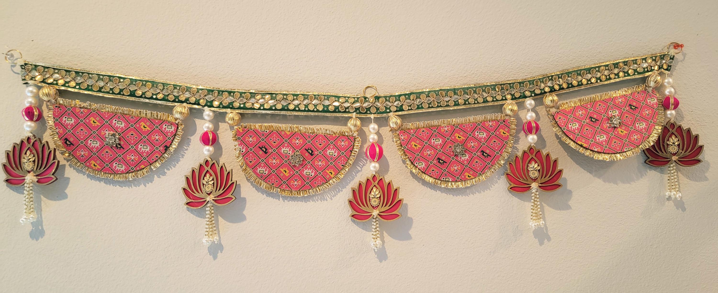 Beautiful Bandarwal Door Toran for Pooja Mandir Room Wall Hangings - Diwali Decoration Items for Home - Decorative Ganesha Wall Hanging