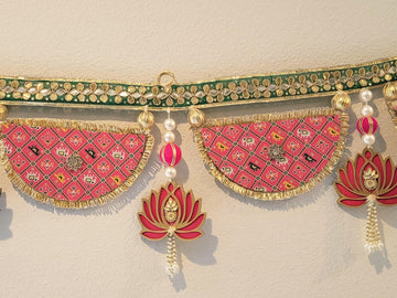 Beautiful Bandarwal Door Toran for Pooja Mandir Room Wall Hangings - Diwali Decoration Items for Home - Decorative Ganesha Wall Hanging