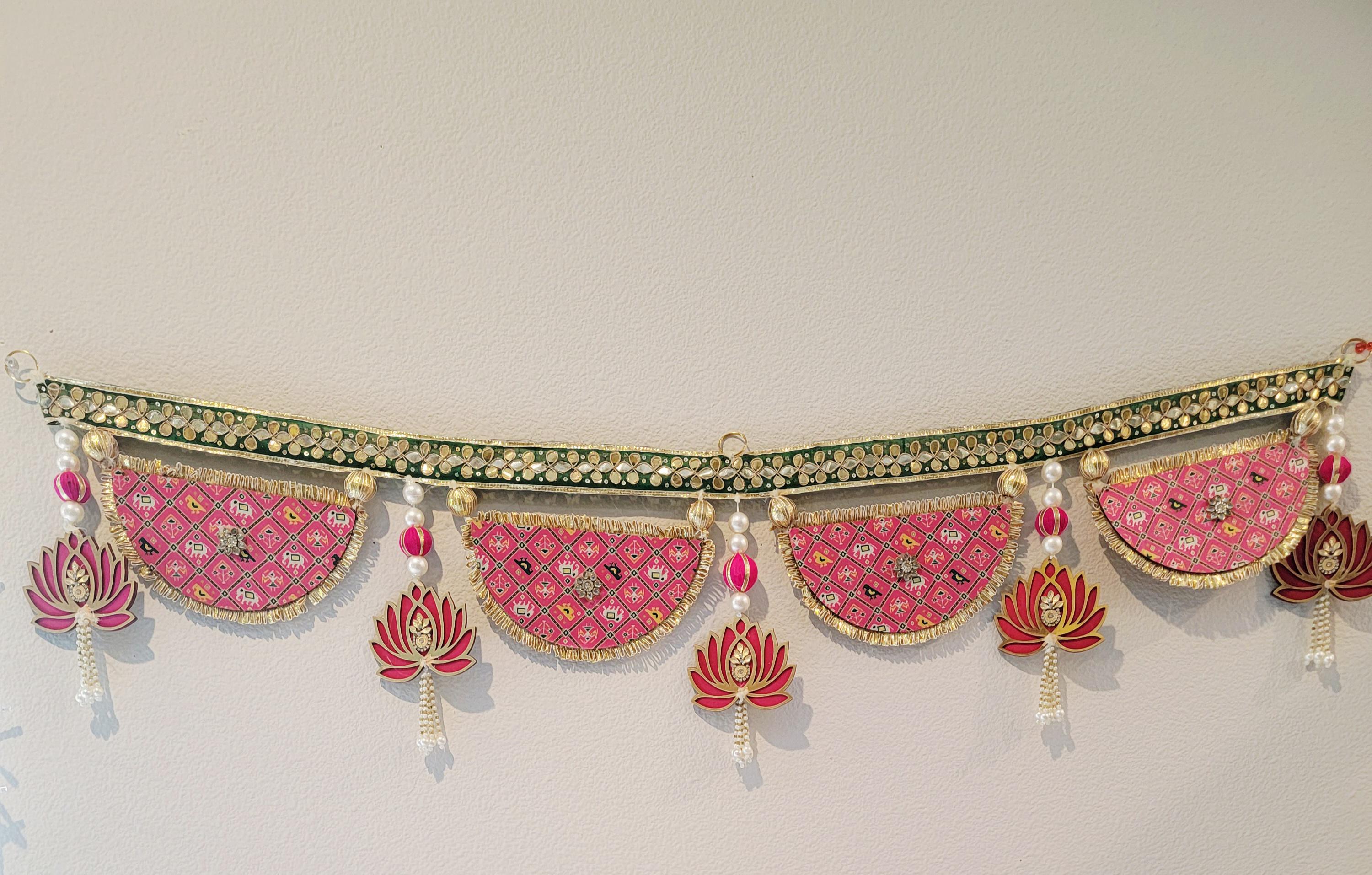 Beautiful Bandarwal Door Toran for Pooja Mandir Room Wall Hangings - Diwali Decoration Items for Home - Decorative Ganesha Wall Hanging